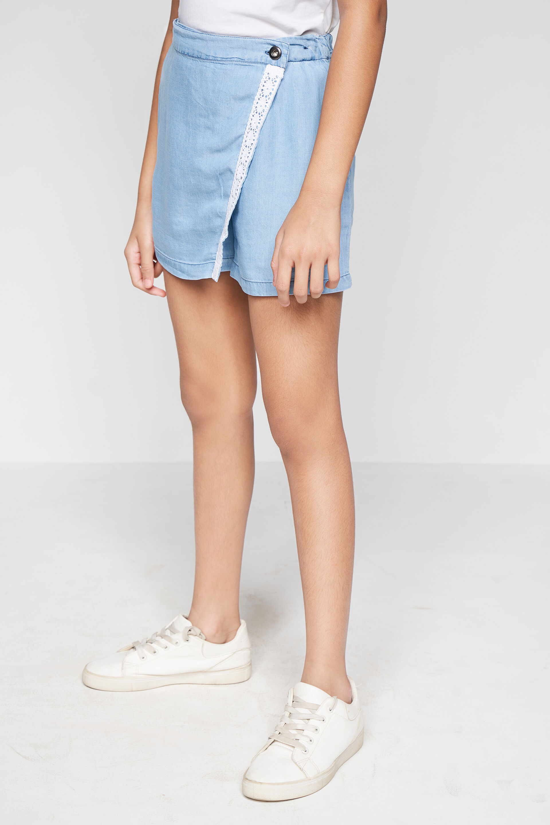 Light Blue Denim Skorts, Light Blue, image 3